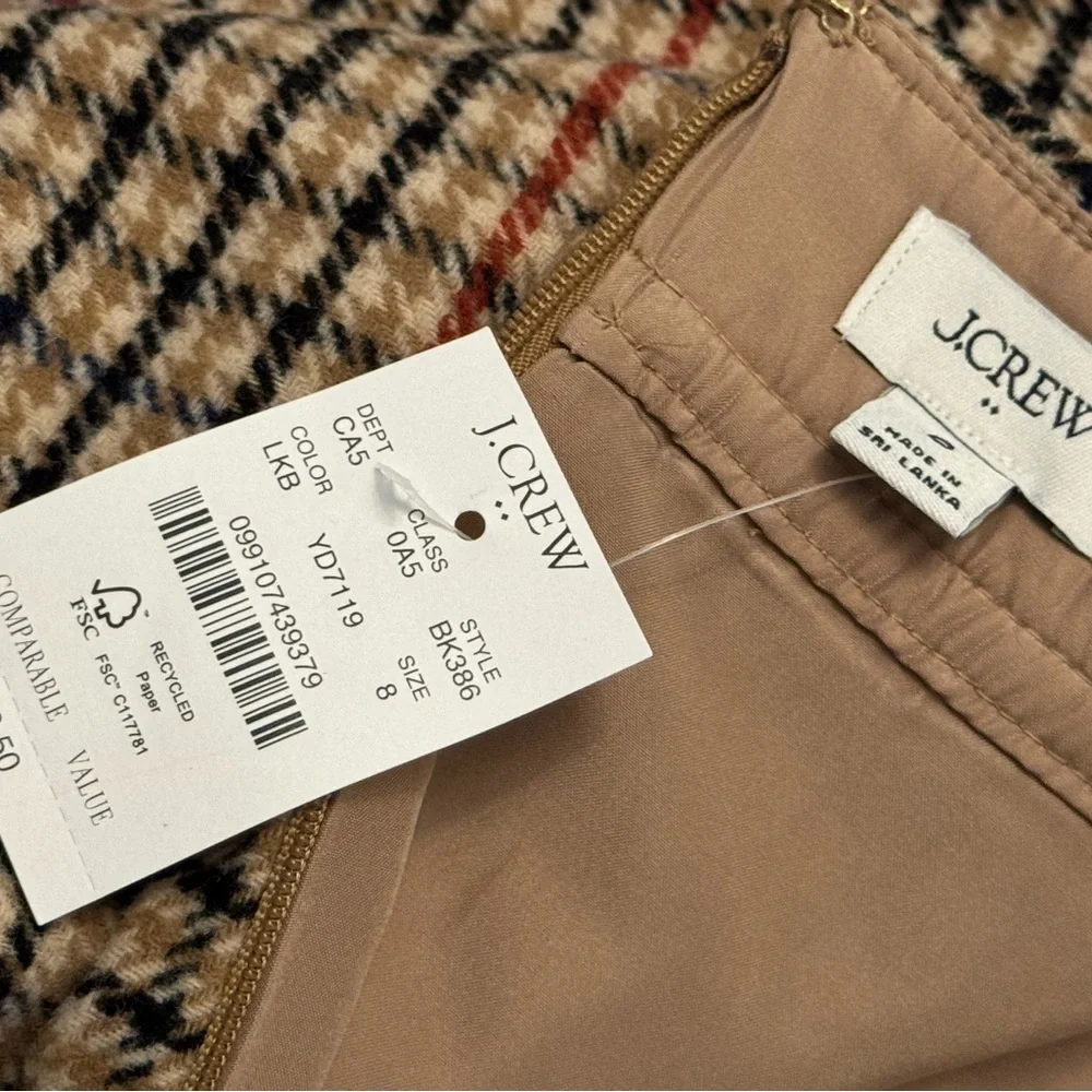 🤎🧡 NWT J. CREW PLAID WOOL SKIRT!